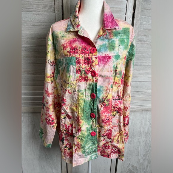 New Direction woman sz1X colorful, collared, button down. - Picture 1 of 5